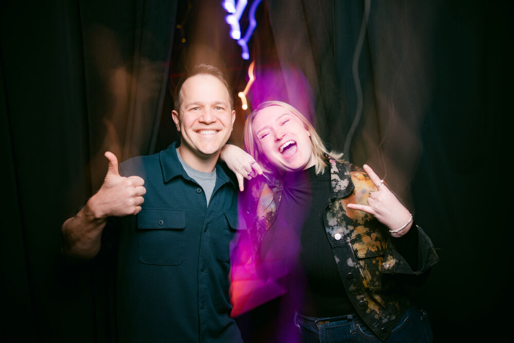 Douglas Widick and Kaila Mullady at Looking for Laughs